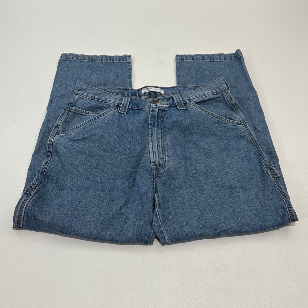Signature Gold by Levi Strauss Men's Carpenter Jeans Light Blue Denim, W36 L32